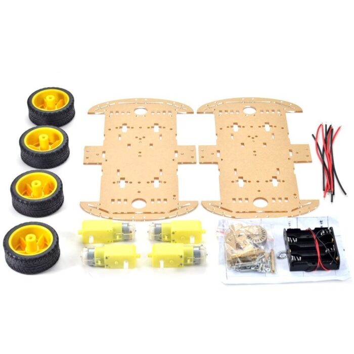 4WD Robot Chassis Kit with Motors, Wheels & Castor | Buy Robotics Kit at radiomarket.in