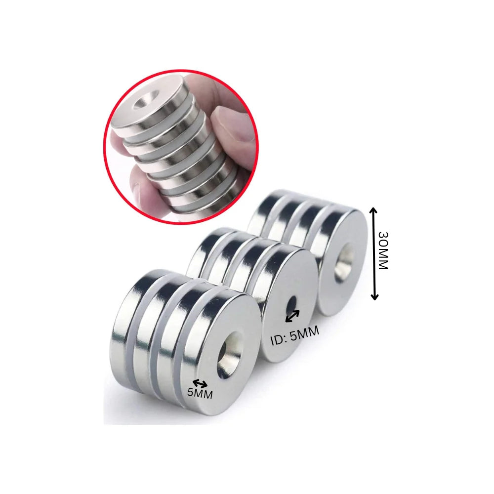 30x5x5mm Countersunk Hole Neodymium Magnets | Strong Rare Earth Magnets | radiomarket.in