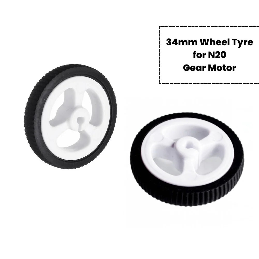 34mm Rubber Wheel Tyre for N20 Gear Motor| radiomarket.in