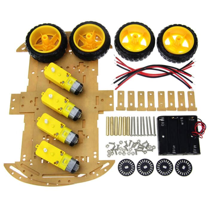 4WD Robot Chassis Kit with Motors, Wheels & Castor | Buy Robotics Kit at radiomarket.in