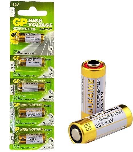23A Alkaline Battery 12V High Voltage Cell Batteries for Car Remote, Control Lighter & Safety Gate Remote Battery Electronics 23AE-C5 A23 MN21 LRV08