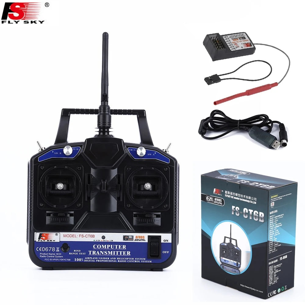 FlySky FS-CT6B 2.4G 6CH Radio Set System with RX FS-R6B receiver.