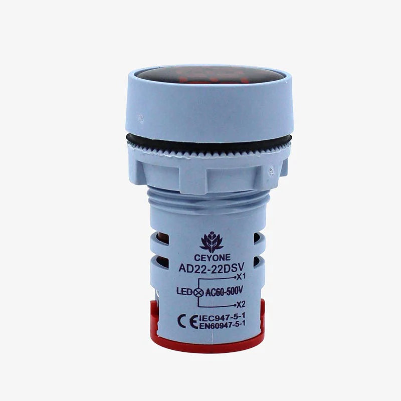 AD22-22DSV AC Voltmeter Display – Round Red 22mm (60-500V) on radiomarket.in