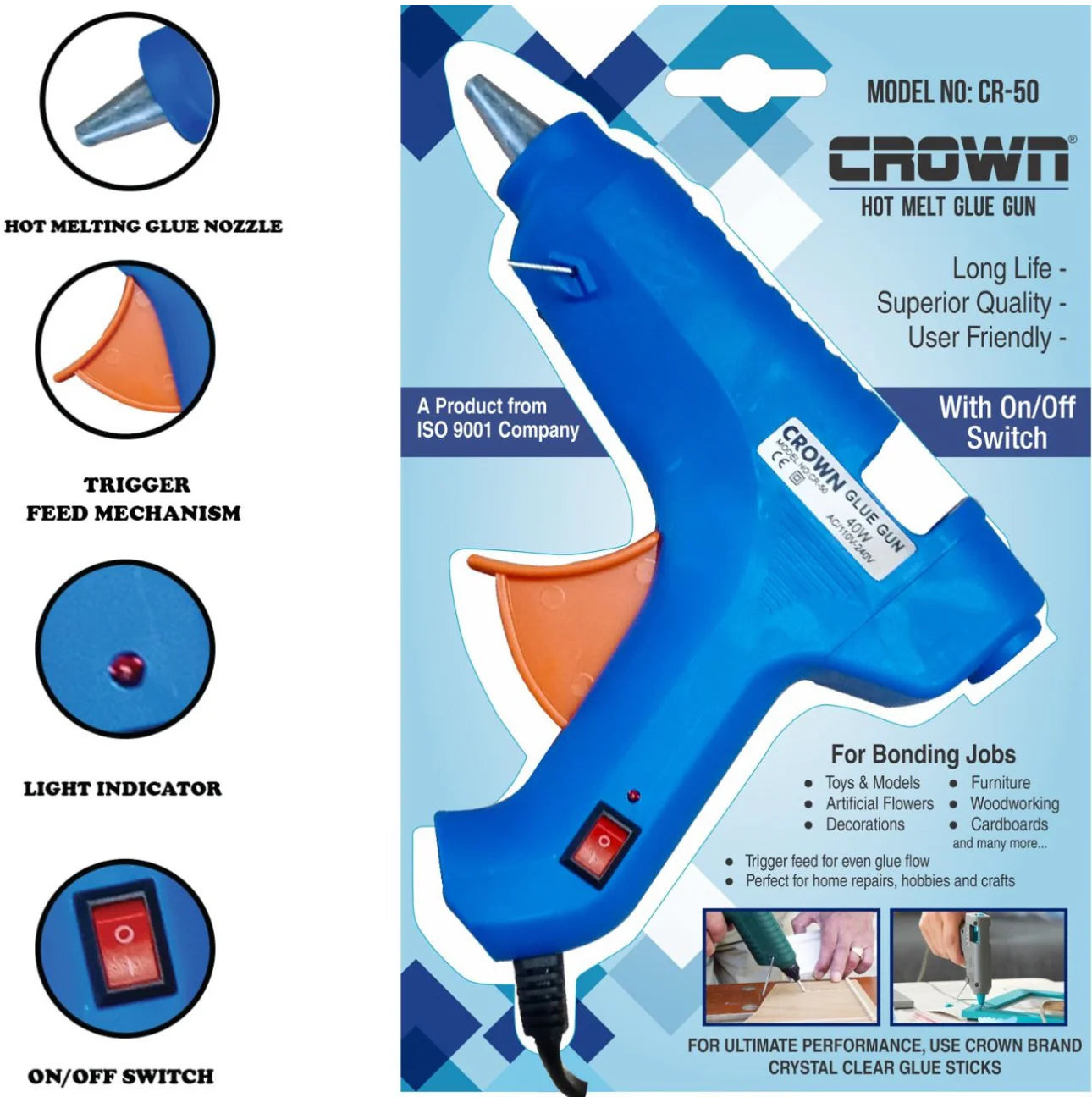 Crown 40W CR-50 Hot Melt Glue Gun – High Power Craft & DIY Tool on radiomarket.in
