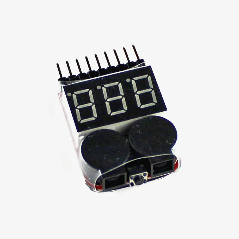 Lithium/LiPo Battery Voltage Checker Tester for 1S-8S (Low Voltage Buzzer Alarm) for Lipo and NMC Battery Packs
